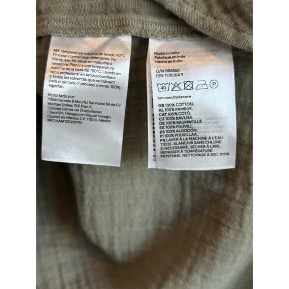 H&M NWT Muslin Dress 100% Cotton Khaki Green Gauzy Size Small Boho Beachy New - Picture 5 of 9